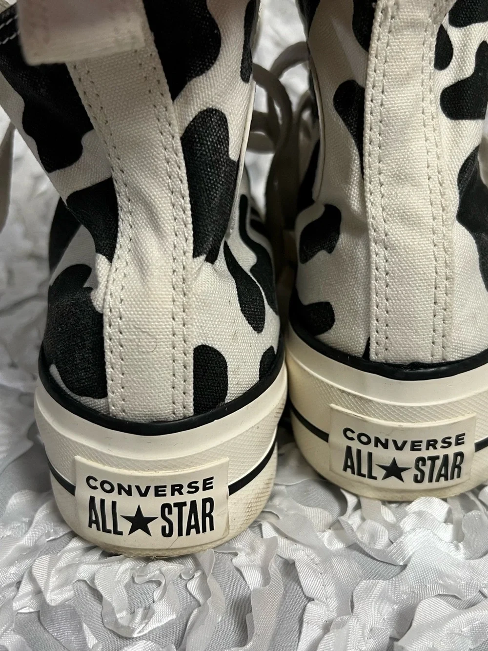 Converse High Top Sneakers - Black & White Cow Pattern
